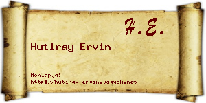 Hutiray Ervin névjegykártya